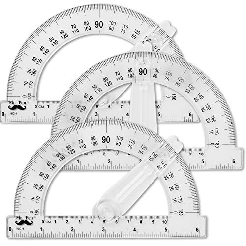 Mr. Pen Protractor, 6 Inches with Swing Arm (3 Pack)