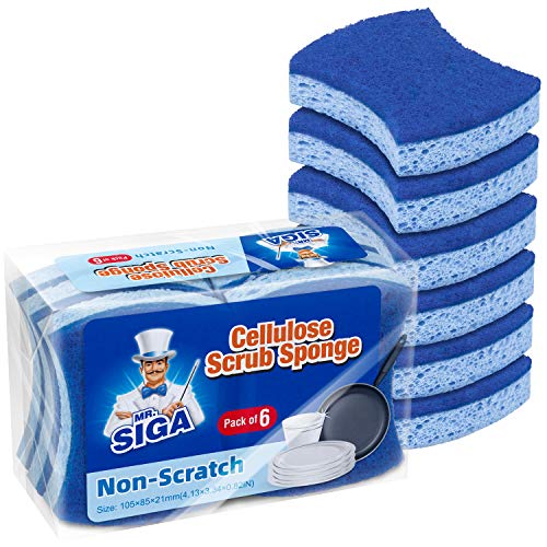 MR.SIGA Non-Scratch Cellulose Scrub Sponge, 12 Pack