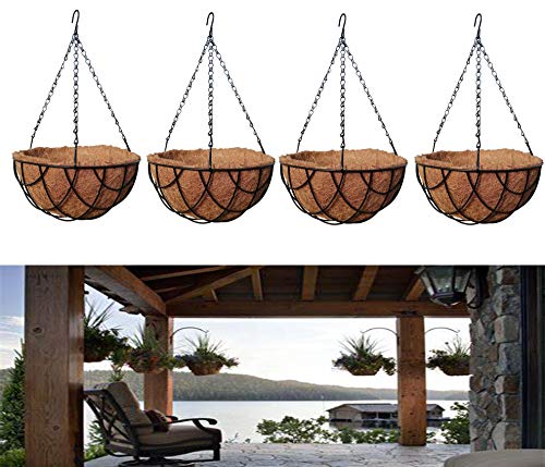 MTB Garden Hanging Baskets 10 Inches - Vintage Geo with Coco-Liner