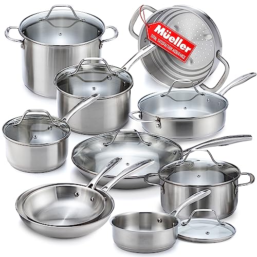 Mueller 17-Piece Stainless Steel Cookware Set