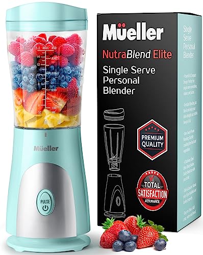 Mueller Portable Blender for Shakes and Smoothies with 15 Oz Cup, Turquoise
