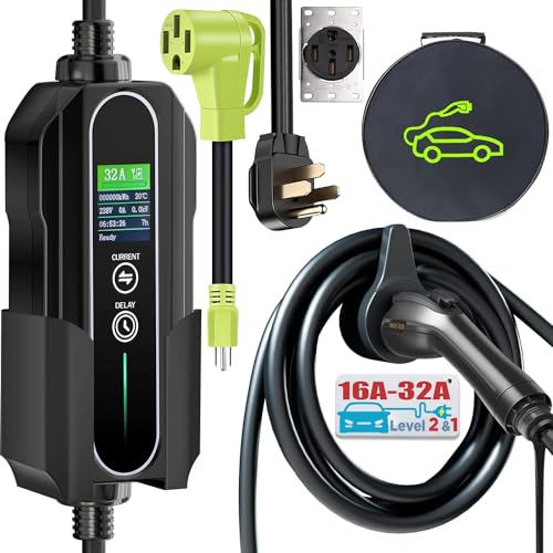 MUETUX Level 2 Portable EV Charger with Adjustable Settings and Long Cable