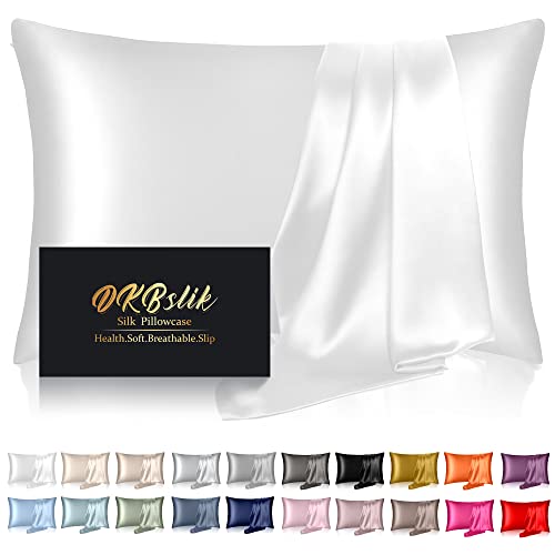 Silk Pillowcase for Hair and Skin, Queen Size, Anti Acne, Cooling, Both Sides Natural Silk Satin Pillowcases