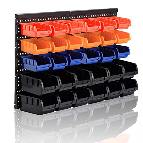 30PCS MULSAME Wall Mounted Storage Bins - 4 Color Organizers