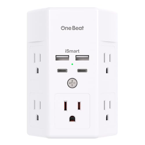 One Beat 5 Outlet Surge Protector with 4 USB Ports - Compact Power Strip Adapter