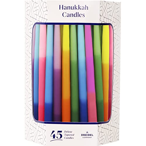 Multicolored 3-Tone Hanukkah Candles