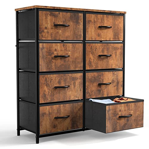 Multifunction Dresser with Fabric Bins and Wood Top