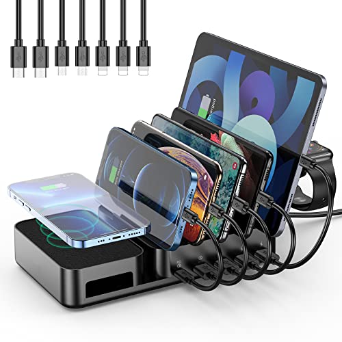 Multiple Devices Charging Station with Wireless Charging Pad