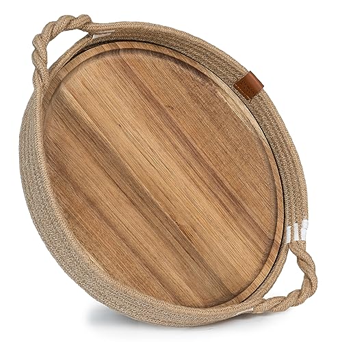 Multipurpose Decorative Tray with Removable Acacia Wood Plate
