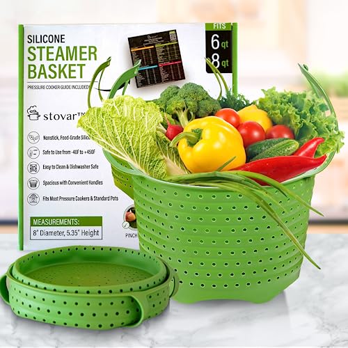 Haswe Steamer Basket for Instant Pot Pressure Cooker, Accessories Set Compatible with 568 qt InstaPot -188 Stainless Steel Strainer Insert with Silico