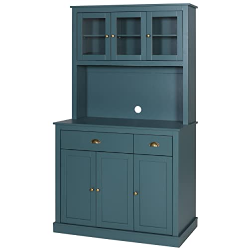 Blue 71'' Freestanding Kitchen Pantry & Buffet Cabinet by MUPATER