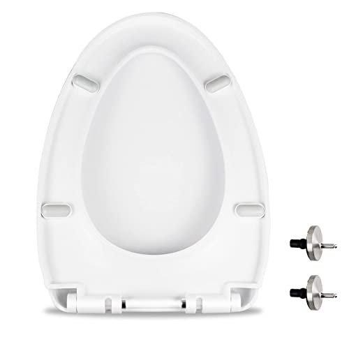 MUU Slow Close White Toilet Seat for Elongated Toilets