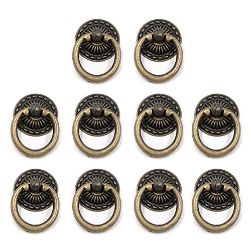 My Mironey Antique Bronze Knobs Pulls Handles Hardware Furniture Drawer Pull Ring Dresser Cabinet Ring Pulls With Screws Pack Of 10 51PhPKRhe3L 