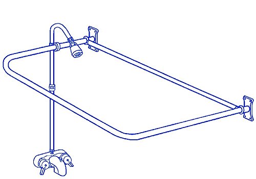 My PlumbingStuff RX2300B Brass Clawfoot Tub Shower Faucet and Rectangular Combo Set