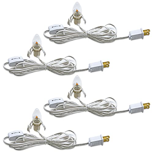 MYEMITTING 4-Pack Accessory Cord with C7 Candelabra Light Bulbs