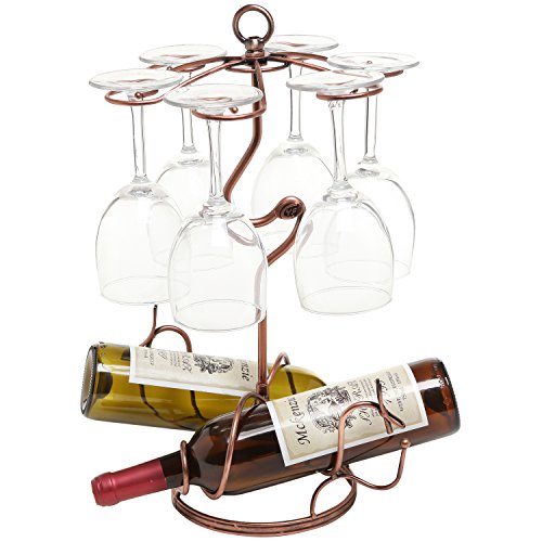 MyGift Bronze Wine Rack and Glass Holder
