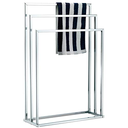 Silver Chrome Free Standing Towel Rack with 3 Bars