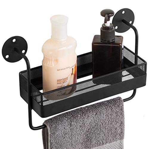 MyGift Wall Mounted Bathroom Storage Shelf with Towel Bar