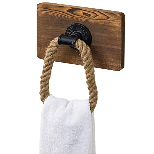 Burnt Wood and Black Metal Paper Towel Holder Wall Mount Towel