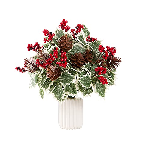 MYQNS Christmas Red Artificial Flowers Bouquet