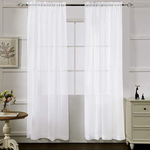 MYSTIC-HOME Sheer Curtains 84 Inches Long - Elegant Window Treatments