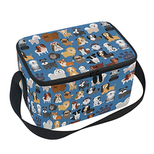 Naanle Dog Insulated Canvas Zipper Lunch Bag