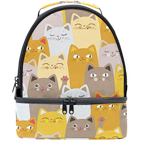 Naanle Lunch Box Double Deck Tote Yellow Cat