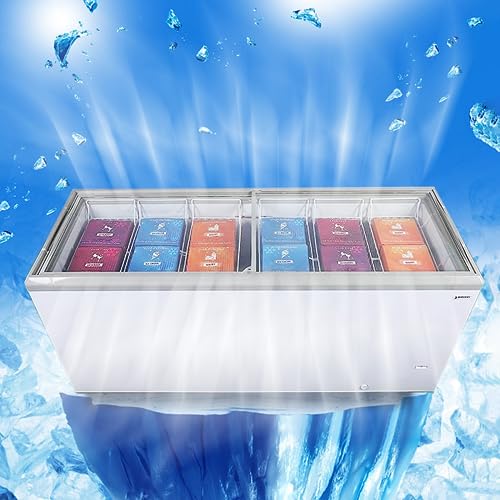 23 Cu.Ft Commercial Chest Freezer with LED Light and Glass Top Display
