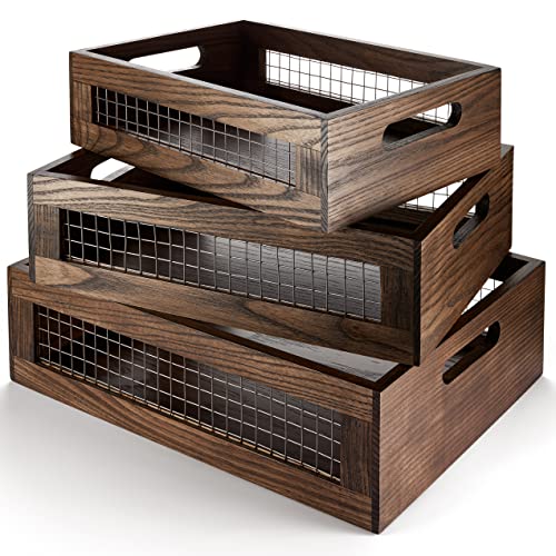 NAGAWOOD Wood Nesting Countertop Baskets Set of 3