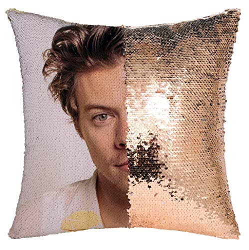 Nalosun Harry Sequin Pillowcase, Funny Harry Gifts Harry Sequin Pillow Cover Decorative Throw Pillowcase Funny Pillow, Harry Birthday Gift Pillow Case (Champagne Gold)
