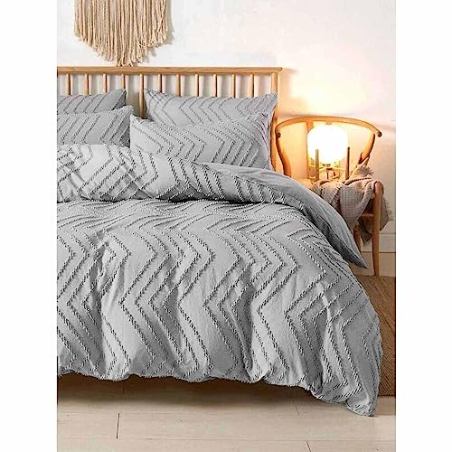 Nanko Light Grey Duvet Cover King Size - Luxurious and Chic Bedding Set