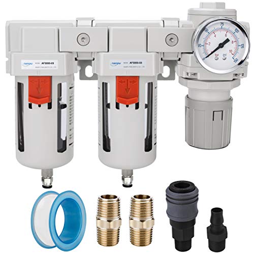 NANPU DFR-03 3/8" NPT Air Drying System - Double Air Filters, Air Pressure Regulator Combo