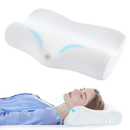 napz Cervical Memory Foam Pillows, Side Sleeper Pillow for Neck Shoulder  Pain Relive Orthopedic Contour Ergonomic Inflatable Height Adjustable  Pillows