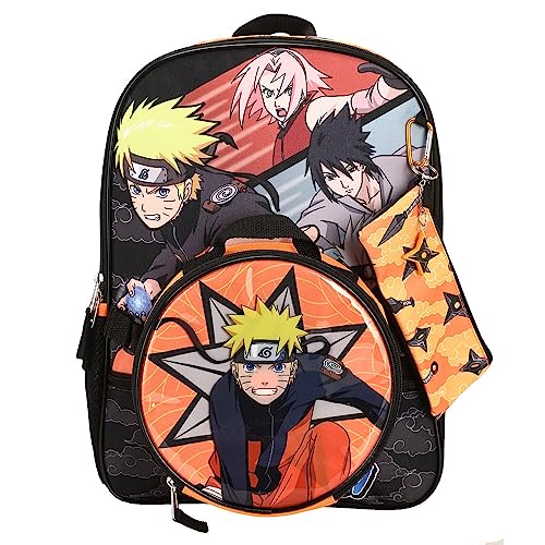 Naruto Anime Character Print 5-Piece Backpack Set for Boys