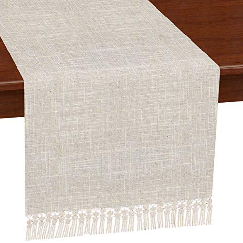 Natural Color Fringe Table Runner or Dresser Scarf