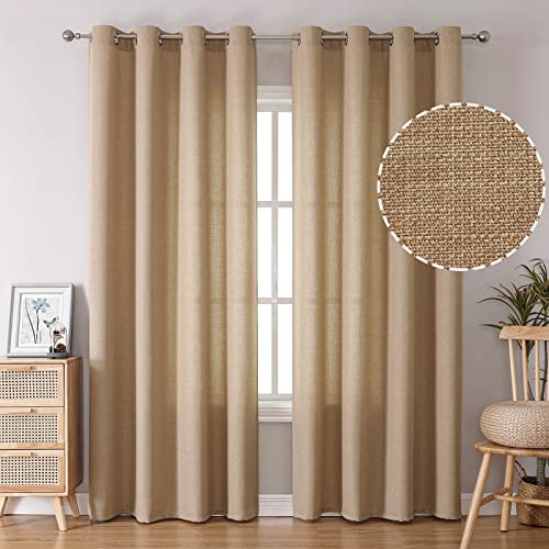 Natural Faux Linen Curtains for Living Room