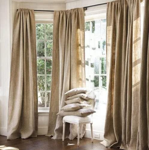 Natural Jute Burlap Panel Drape Backdrop Window Curtains