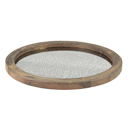 Natural Wood Serving Tray with Antique Mirror