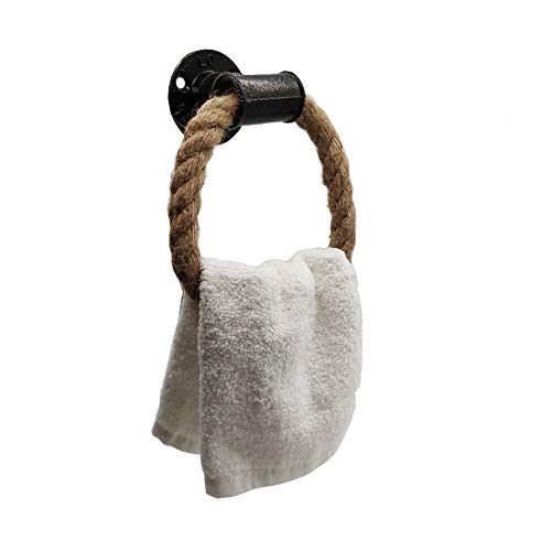Nautical Towel Ring with Industrial Pipe and Rope