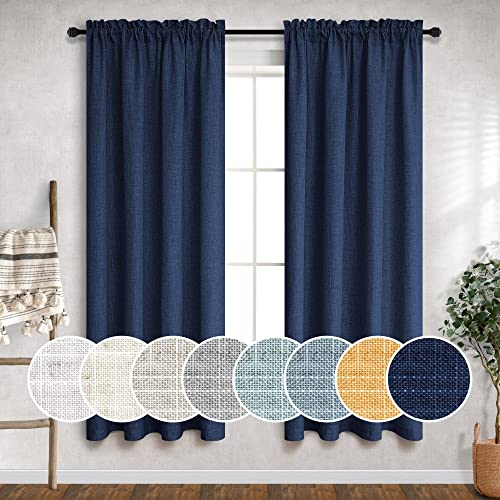 Navy Blue Curtains for Nursery Room Pair Set Rod Pocket Window Panels