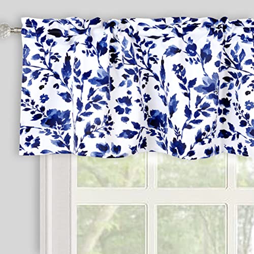 Navy Floral Valance for Windows