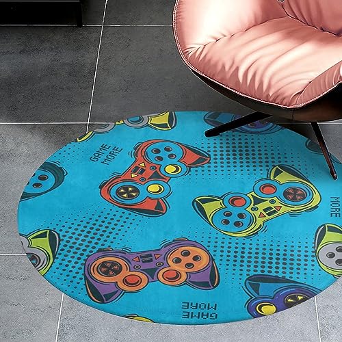 NAWFIVE Graffiti Joystick Console Round Rug for Bedroom and Living Room