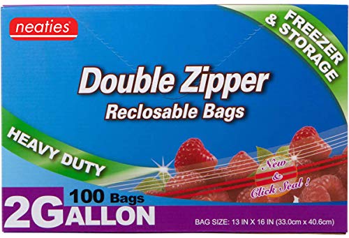 Neaties 2 Gallon Double Zipper Seal Bags - Heavy Duty Storage Bags