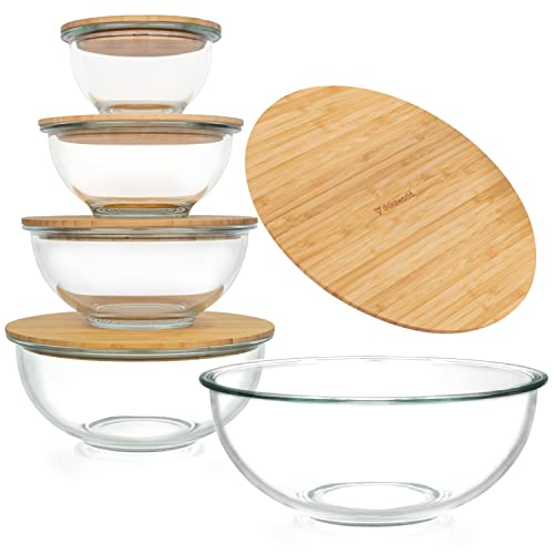 Nesting Glass Mixing Bowls with Lids - 5 Piece Set