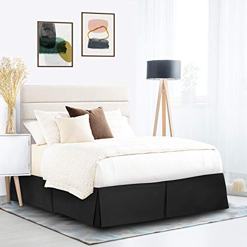 Nestl Black Queen Size Brushed Microfiber Pleated Bed Skirt