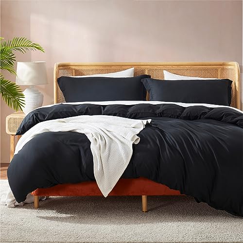 Nestl Black Duvet Cover King Size - Soft Double Brushed King Duvet Cover Set, 3 Piece, with Button Closure, 1 Duvet Cover 104x90 inches and 2 Pillow Shams