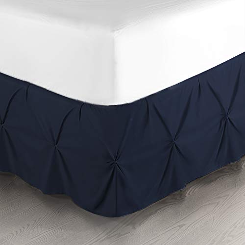 Nestl Navy Blue Bed Skirt Queen Size