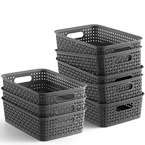 NETANY Plastic Storage Baskets - Small Pantry Organization and Storage Bins - Household Organizers