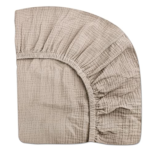 Neutral Muslin Cotton Mini Crib Sheet