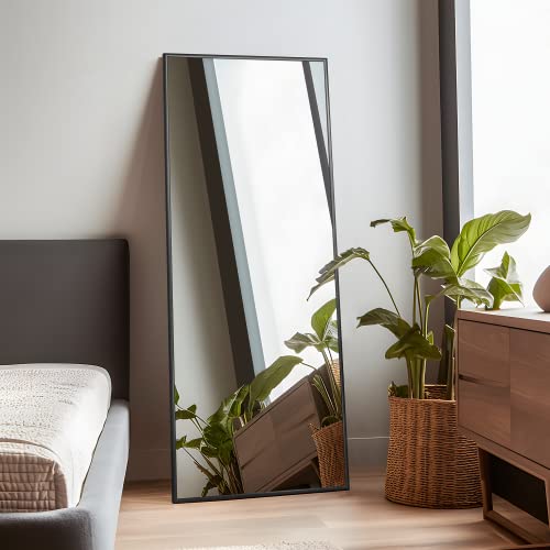 NeuType Wall Mirror 47"x22" Large Mirror Wall-Mounted for Bedroom Bathroom Living Room Rectangle Hanging Mirror Dressing Mirror Aluminum Alloy Thin Frame Black（no Stand）